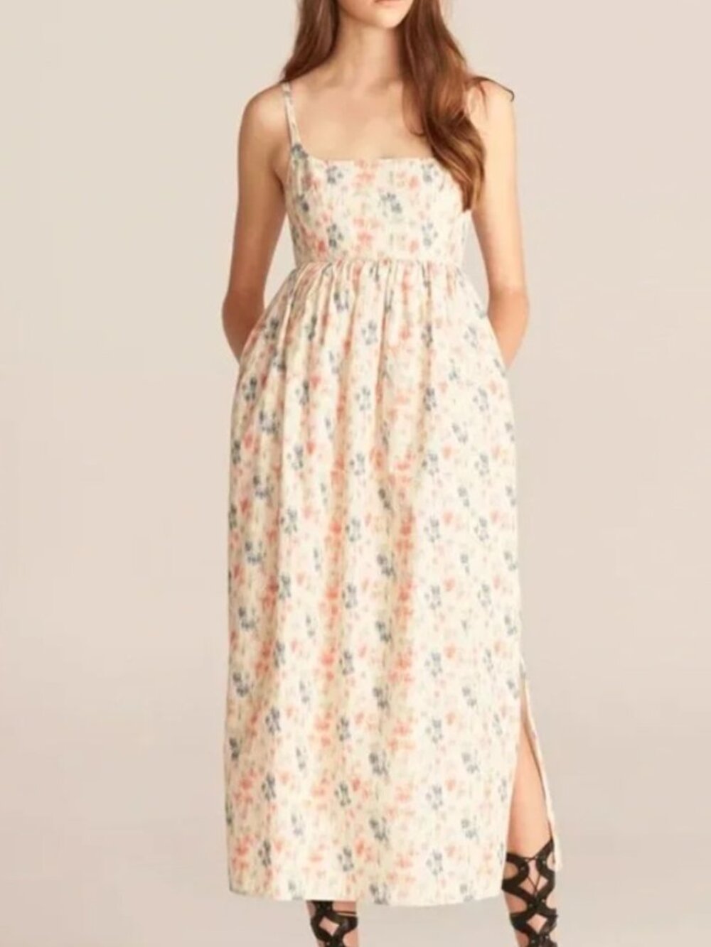 Rebecca Taylor Emma Sleeveless Long Maxi Dress in a floral print